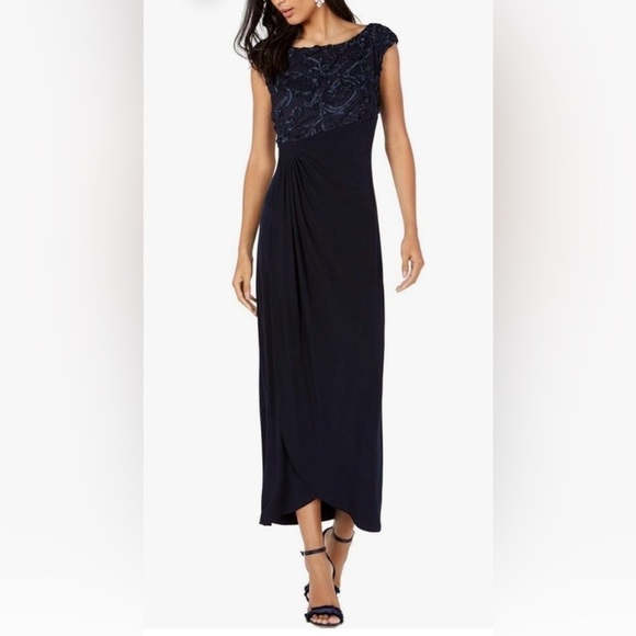 connected apparel Dresses & Skirts - Connected Apparel Womens Textured Ruched Semi-Formal Dress